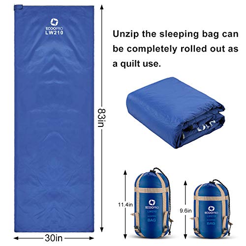 ECOOPRO Warm Weather Sleeping Bag - Portable, Waterproof, Compact Lightweight, Comfort with Compression Sack - Great for O...