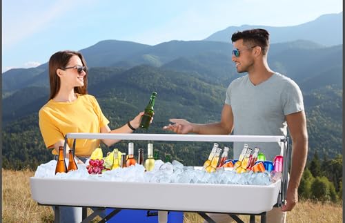 Nice C 4 ft Folding Ice Cooler Table, Party Cooler, Grazing Table, Tables with Drain, Party Tables, with Matching Skirt, S...