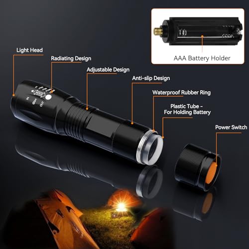 BESTSUN LED Flashlight 2 Pack, Small Flashlights Powerful High Lumens 5 Modes, Waterproof Zoomable Mini Flash Light for Ho...