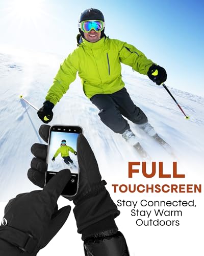 FURTALK Winter Gloves for Men Women Waterproof Windproof Cold Weather Touchscreen Warm Ski Snow Outdoor Work Fleece Lined