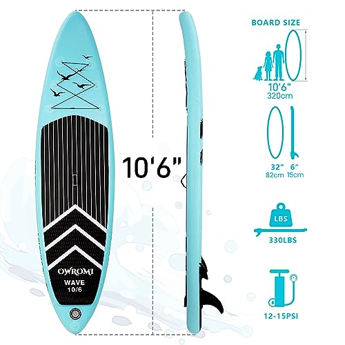 SUP Inflatable Stand Up Paddle Board 10'6" Ultra-Light Thick Paddleboard for All Skill Levels ISUP Paddle Board with Acces...