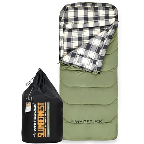 Slumbernest Sleeping Bags for Adults 0-50�F All Season with Pillow Pocket | Flannel Lined Camping Sleeping Bag Lightweight...