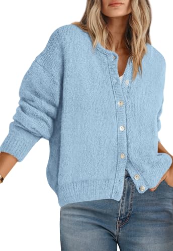 PRETTYGARDEN Long Sleeve Crewneck Button Down Womens Sweaters Spring Open Front Chunky Cardigan Sweaters for Women 2026