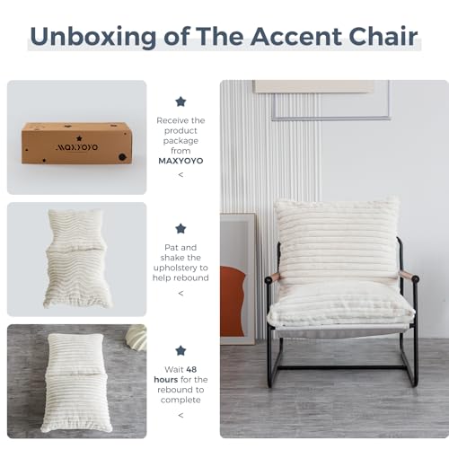 MAXYOYO Accent Chair, Sherpa Arm Chair for Living Room, Mid Century Modern Accent Chairs, Boucle Reading Bedroom Chair, Te...