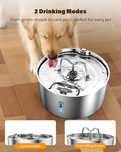 Dog Water Fountain for Large Dogs, 7L/236oz Stainless Steel Dog Water Bowl Dispenser, Automatic Pet Fountain, Ultra Quiet ...