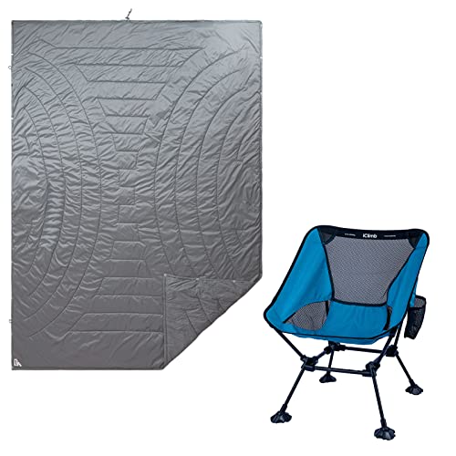 iClimb 1 3M Thinsulate Insulation Warm Blanket and 1 Anti-Sinking Large Feet Chair Bundle, Ultralight Compact for Single A...
