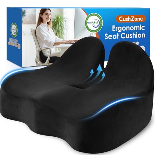 CushZone Seat Cushion, Memory Foam Office Chair Seat Cushion for Office Chairs/Car/Long Trip/Desk Chair/Gaming, Extra Larg...