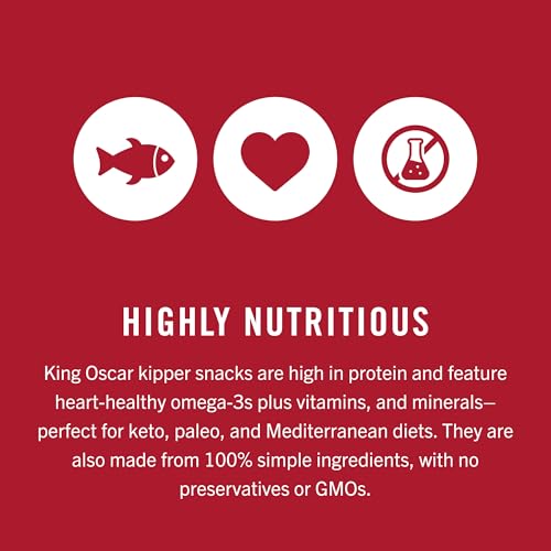 King Oscar Kipper Snacks, 3.54 Ounce Cans (Pack of 12), Lightly Smoked Herring Fillets, Wild Caught Canned Herring