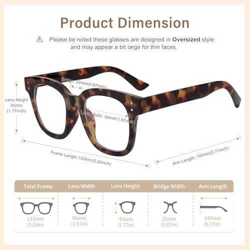 Madison Avenue Women Blue Light Glasses,Oversize Blue Light Blocker for Women, Anti Eyestrain & UV Protection Computer Eye...