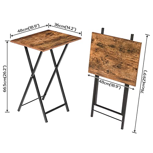 HOOBRO Folding TV Tray Tables, Set of 2 Side Table for Small Space, Industrial Snack Tables for Eating at Couch, Stable Me...