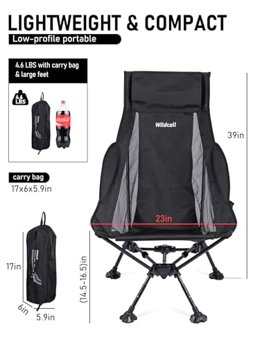 WildCall 1 High Back Camping Chair and 1 Ultralight Camping Table, Ultralight Compact for Adults Outdoor Camping Backpacki...