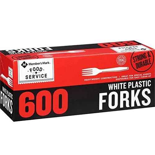 Member''s Mark Heavyweight White Plastic disposable (Spoons, Forks,Knives) Great for home, office and picnics (Forks)