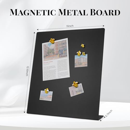2 Pack Magnet Board,Black Magnetic Board,Metal Magnetic Bulletin Board,Magnet Display Stand for Home, School, Kitchen, Office