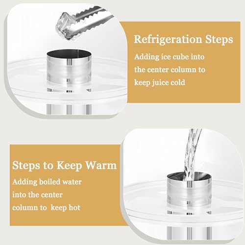 OIHYA 2 Gal Single Beverage Dispenser, Hot Cold Drink Dispenser with Ice Container and Stainless Steel Drip Trays for Part...