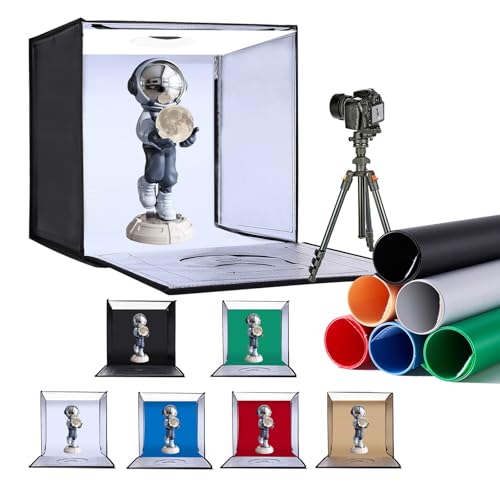 SYSCLOUD Photo Studio Light Box, 20"x20" Professional Photography Photo Light Box with 160 LEDs Lights & 6 Kinds Double-Si...