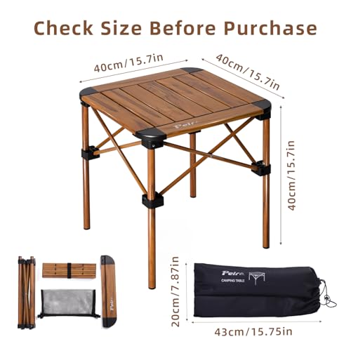 Peirhw Folding Camping Table, Portable Lightweight Aluminum Camp Table Roll Up Top with Storage Net for Outdoor, Camping, ...