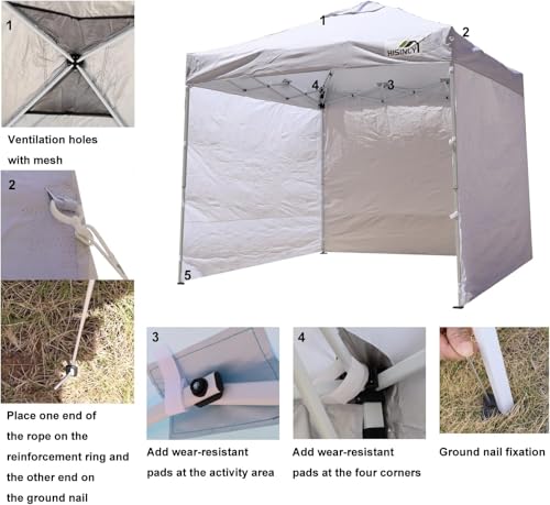 8x8 Pop Up Canopy Tent, Waterproof 210D Oxford, 3 Removable Sidewalls, Vented Roof, Wind-Resistant Steel Frame, UPF 50+, W...
