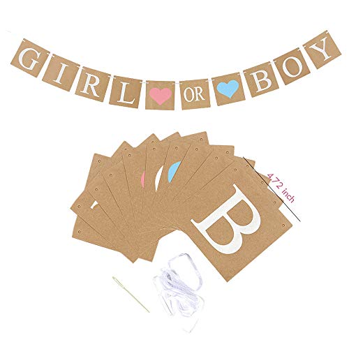Baby Shower Photo Booth Props Gender Reveal Backdrop Baby Gender Reveal Party Supplies Boy or Girl Banner Boy Girl Foil Ba...