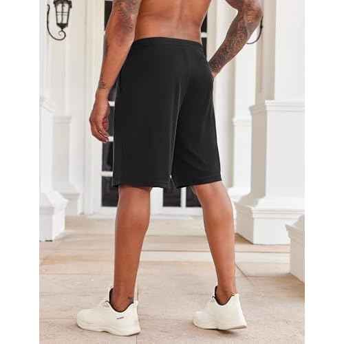 PINSPARK Mens Basketball Shorts with Pockets - 10" Quick Dry Lightweight Athletic Shorts Mesh Gym Shorts for Men