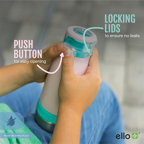 Ello Emma 14oz Vacuum Insulated Stainless Steel Kids Water Bottle with Straw and Built-in Carrying Handle and Leak-Proof L...