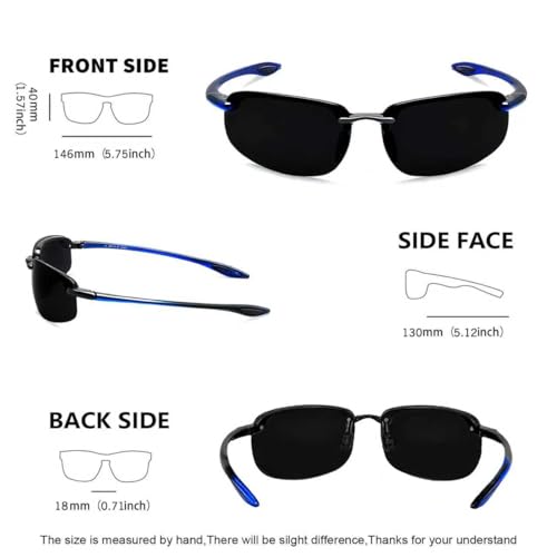 WISTON Sports Polarized Sunglasses for Men Women Tr90 Rimless Frame for Running Fishing Baseball Driving W8001