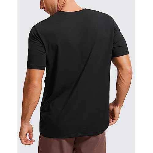 CRZ YOGA Men's Cotton Polyester Short Sleeve T-Shirt Classic Fit Casual Workout Tops Soft Premium Tee