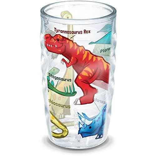 Tervis Made in USA Double Walled Dinosaurs Insulated Tumbler Cup Keeps Drinks Cold & Hot, 10oz Wavy - No Lid, Clear