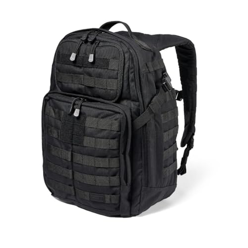 5.11 Tactical Rush 24 2.0 Backpack Bundle with Adjustable Uniform Hat, Black – Rugged 37L Tactical Pack and Cap Combo for ...