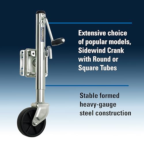 Fulton XP10 0101 Utility Trailer Jack, Side Mount, 1,200 lbs. Lift Capacity, Sidewind, Bolt-On, 10 Inch Travel