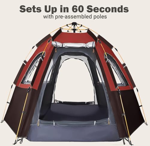 Toogh Camping Tent with Instant Setup, 2/3 Person Weatherproof Tent Easy Quick Set Up in 60 Seconds with Rainfly Backpack ...