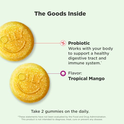 OLLY Probiotic Gummy, Immune and Digestive Support, 1 Billion CFUs, Chewable Probiotic Supplement, Mango, 25 Day Supply - ...