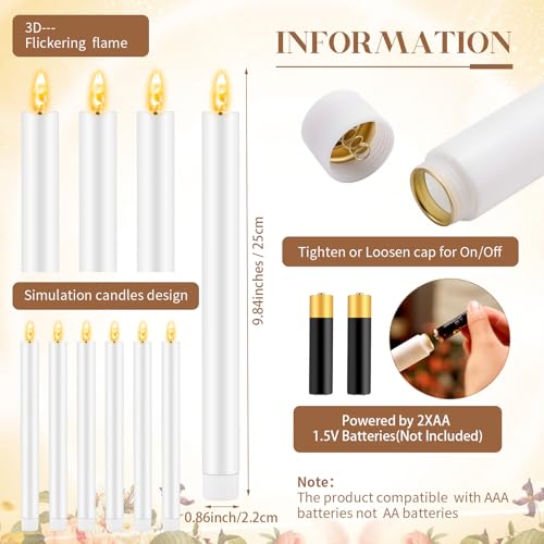 FillTouch 30 Pcs Gold Candlestick Holders with Flameless LED Candles Bulk Includes 15 Metal Candle Holders and 15 Battery ...