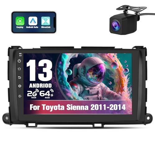 Pyniro 2G+64G Car Radio Stereo for Toyota Sienna 2011-2014 9 Inch Android 13 Head Unit Touchscreen with CarPlay Android Au...