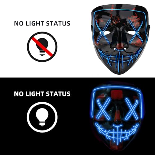 Halloween LED Light-Up Mask | Scary Glowing Design for Cosplay, Costume Parties, Masquerade & Carnival (Ideal Gift)