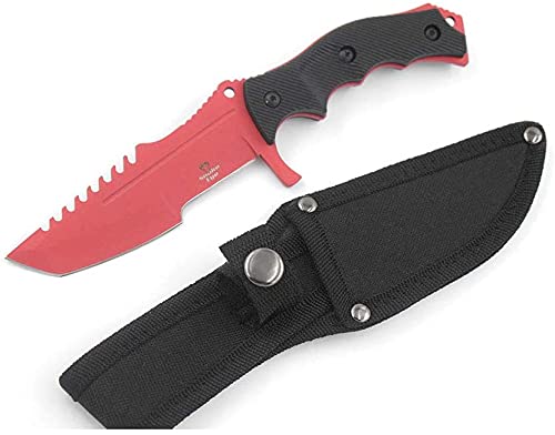 Snake Eye Tactical Triple Set Fixed Blade Mini Huntsman Folding Knife Outdoors Hunting Camping Fishing Self Defense (Red)