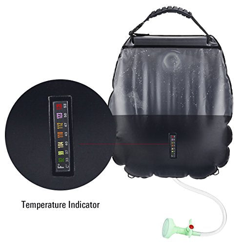 Solar Shower Bag, RISEPRO 5 gallons/20L Solar Heating Premium Camping Shower Bag Hot Water with Temperature 45°C Removable...