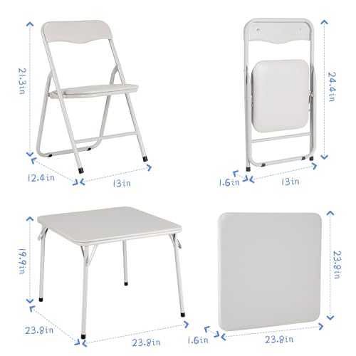 GarveeHome Folding Card Table and Chair Set of 3, Upholstered Foldable Table and Chair Set, Portable Metal Frame Children'...
