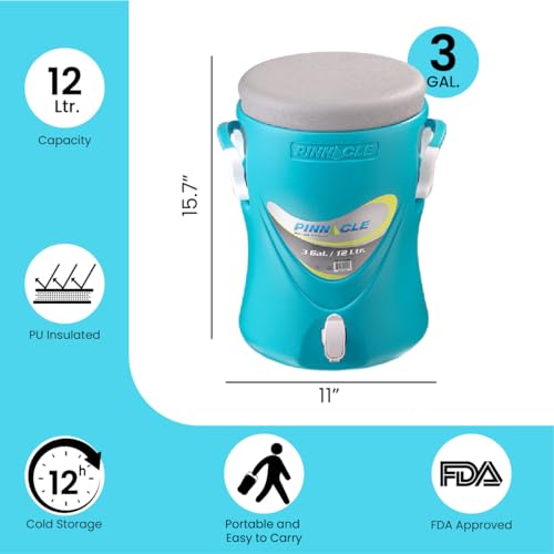 3-Gallon Water Cooler and 1-Gallon Water Jug Set – Insulated Beverage Cooler Dispenser with Pull Tap Spout – Leakproof Spo...