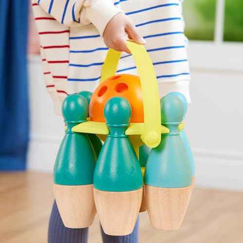 B. toys ? Kids Bowling Set ? 6 Pin & Ball ? Wooden Pins & Carry Caddy ? Family Activities & Games ? 2 Years ?