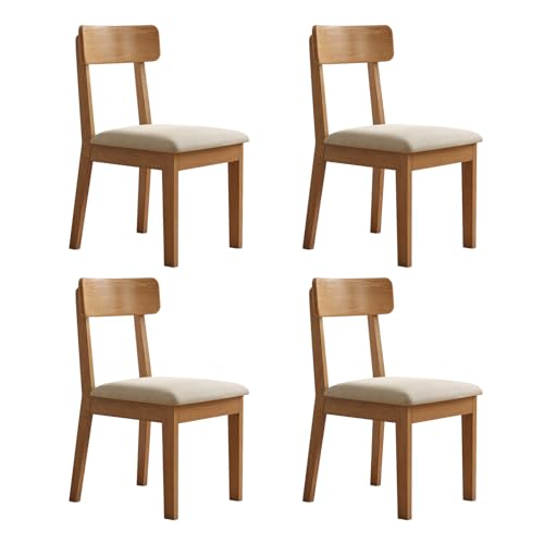 Solid Wood Upholstered Dining Chairs Set of 4, Mid Century Modern Dining Chairs with Curved Back, Wooden Desk Chair with Butterfly Wing Shape for Kitchen, Dining Room, Living Room, Study (4, Original)