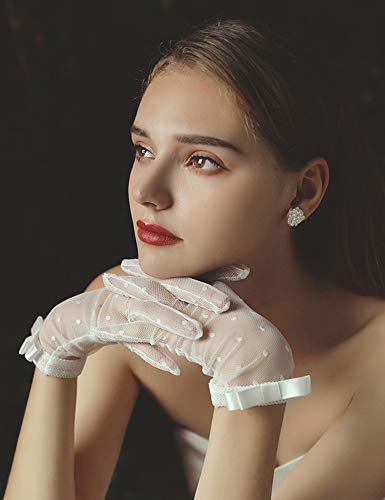 QRBTSCL Short Lace Gloves Tea Party Gloves Costumes Glove for Wedding Dinner Party
