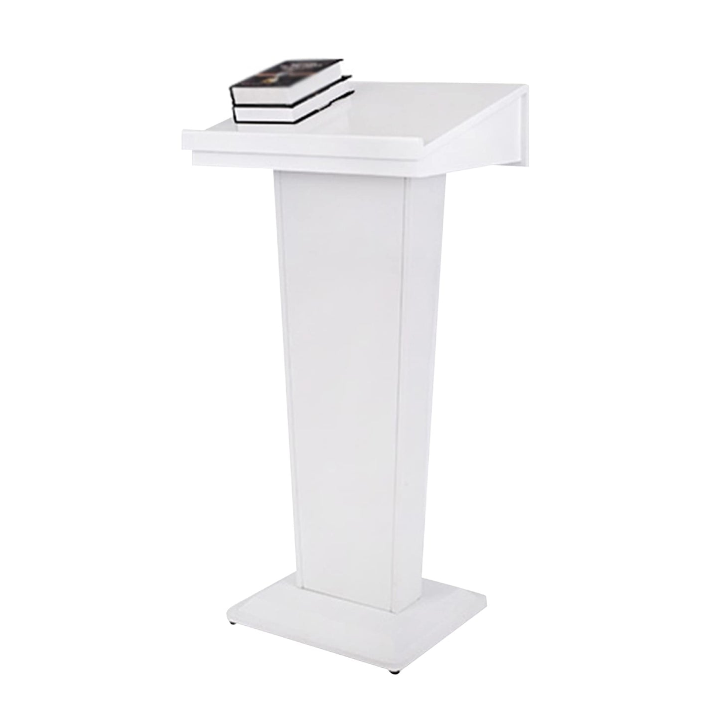 FAiruo Stand Up Lectern Podium,Tilt Design Standing Desk Host Stage Speaking Reading Table, for Classroom Conference and Auditorium/White/58x48x120cm