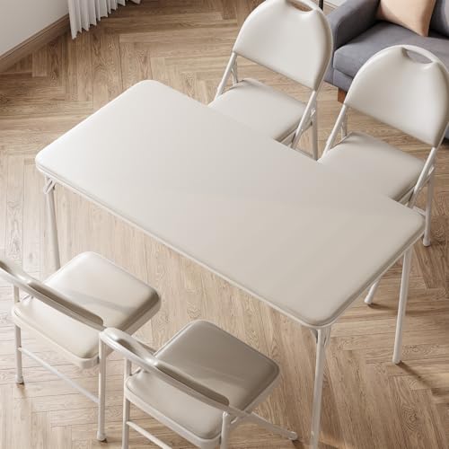 Garvee Portable Folding Table and Chairs Set with Metal Legs and Thicken Padded Cushion, No Assembly Required, for Events,...