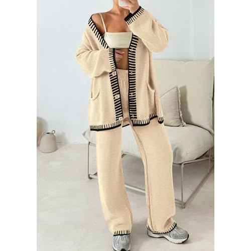 PRETTYGARDEN Lounge Sets for Women Fall 2025 Loungewear 2 Piece Outfits Cardigan Sweaters Track Suit Matching Winter Clothing