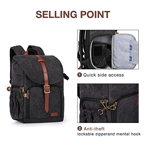 BAGSMART Camera Backpack, DSLR SLR Waterproof Camera Bag, Anti-Theft Photography Backpack with 15 Inch Laptop Compartment,...