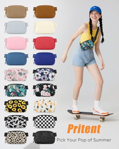 Pritent Fanny Packs for Women Cross Body Bag Waterproof Belt Bag with Adjustable Strap and Zipper Back Pocket Small Crossb...