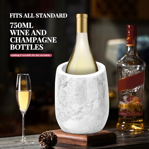 ZORMY Premium Marble Wine Chiller Bucket, Wine and Champagne Cooler, Wine Bottle Ice Chiller, 750ml Bottle Cooler, Home Ba...