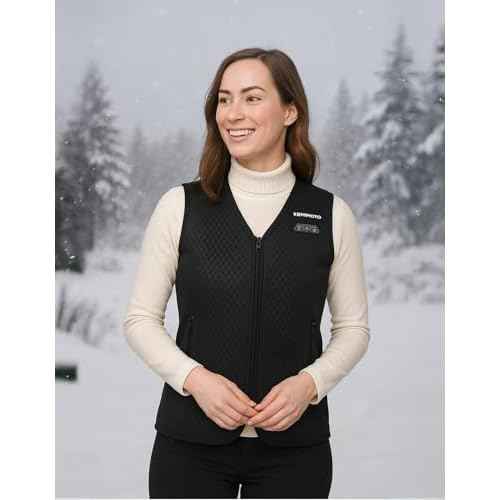 KEMIMOTO Womens Heated Vest, Electric Warming Vest,V Neck with Inner Pocket Lights-out Design(Battery Not Included)