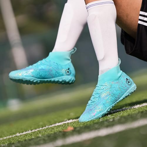 JUNNMRE Mens Womens Soccer Cleats Youth Soccer Shoes Football Shoes High-Top Football Cleats Outdoor/Indoor Athletic Shoes...