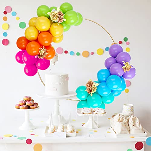 Rainbow Balloons, 50PCS Multicolor Rainbow Balloons Arch in Blue Green Purple Yellow Orange Hot Pink Latex Balloons For Bi...